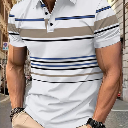 Men's Striped Short Sleeve Summer Business Casual Loose T-shirt
