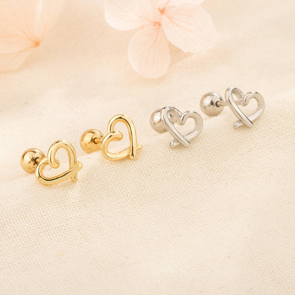 S925 Sweet Cutout Love Screw Ear Studs