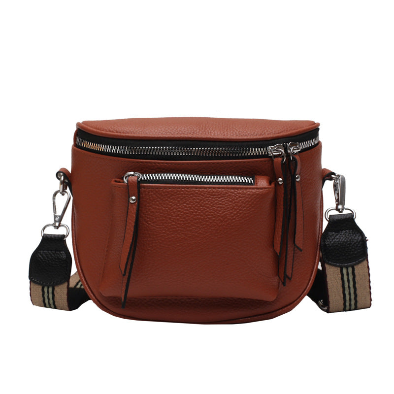 Soft Leather Saddle Crossbody Handbag