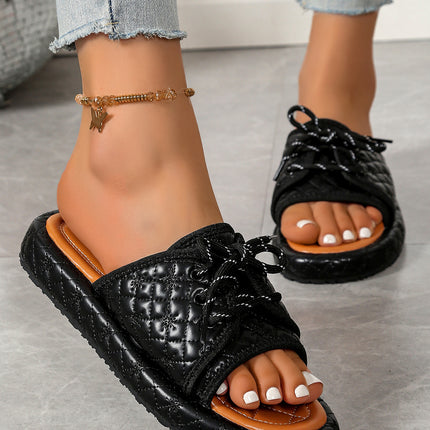 Plus Size Lace Up Slippers