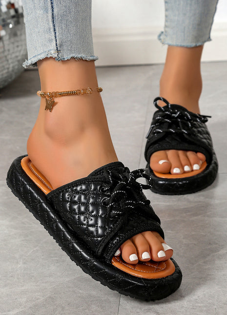 Plus Size Lace Up Slippers