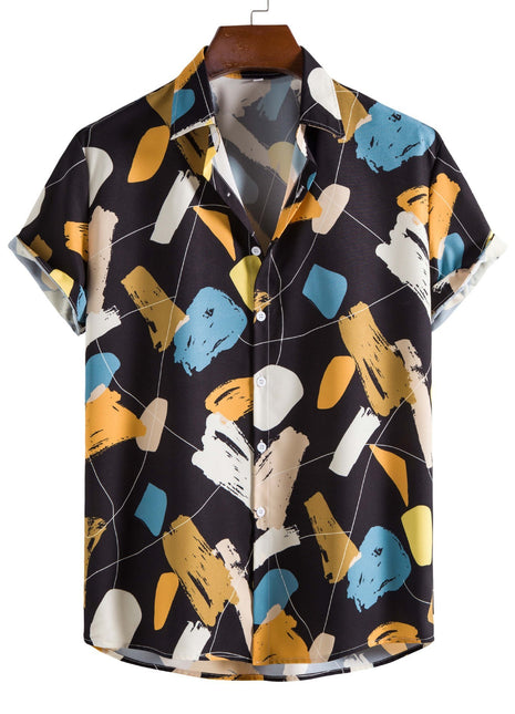 Camisa casual slim-fit con estampado 3D en el cuello