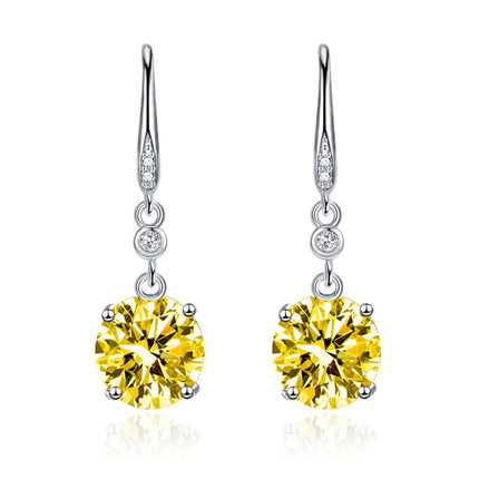 Luxury Round Single Diamond Hook Earrings