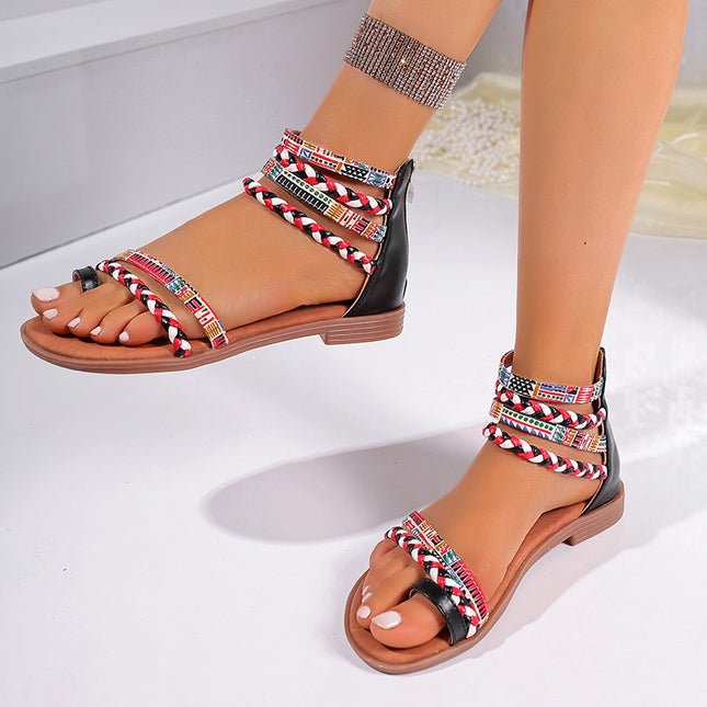 Ethnic Style Colourful Stitching Sandals