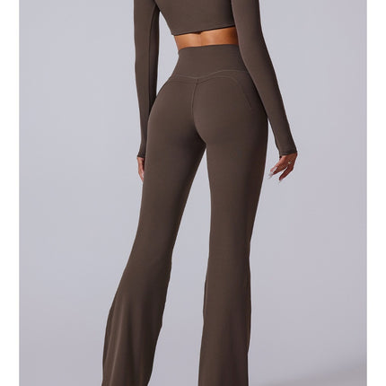 Autumn And Winter New Flared Pants Solid Color Sports Long-sleeve Suit