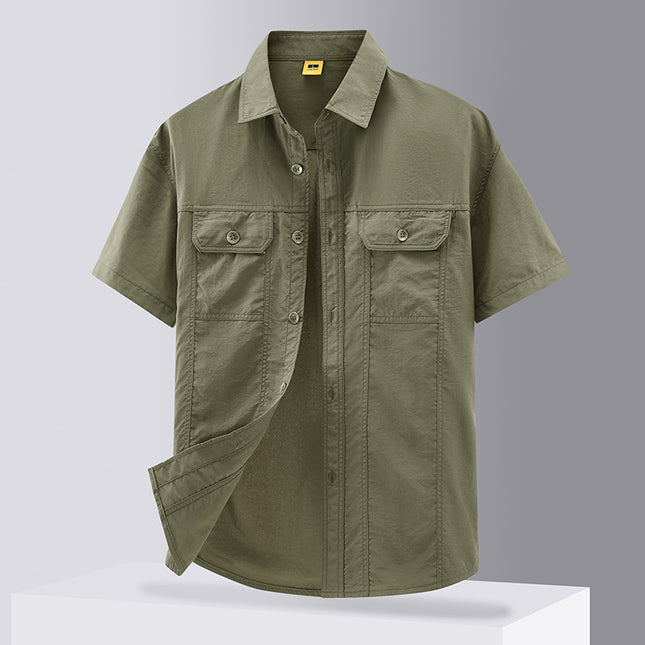 Casual Solid Color Workwear Shirt Men
