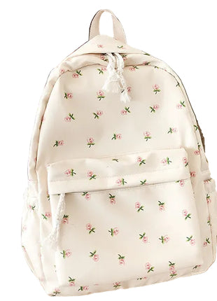 Versatile Floral Backpack | Vintage Flower Print Casual Travel & School Bag