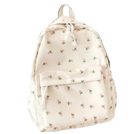 Versatile Floral Backpack | Vintage Flower Print Casual Travel & School Bag