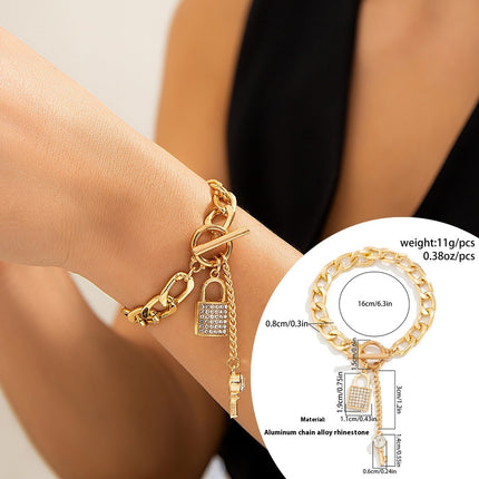 Thick Chain with Shiny Lock and Key Pendant Necklace Single or Combinations