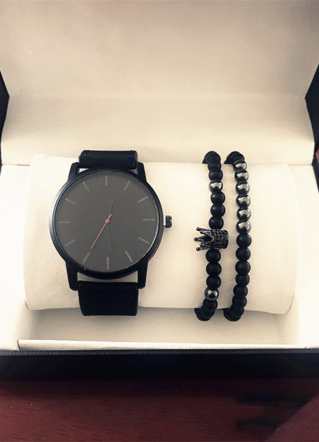 Large Dial Men's Casual Simple Scale Frosted Belt Quartz Watch Crown Bracelet
