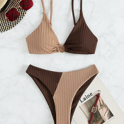 Solid Color Stitching Bikini