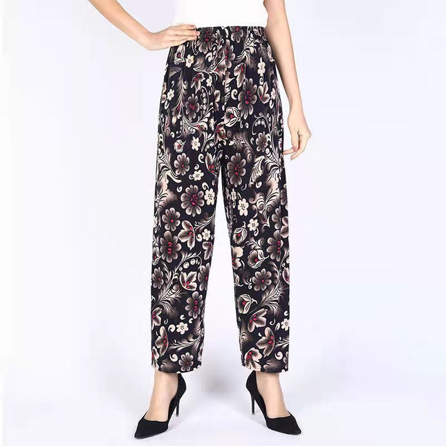 Loose Casual Ice Silk Stretch Nine-quarter Pants