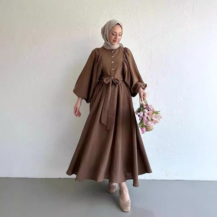 Long Sleeves Top Swing Mid-length Dress