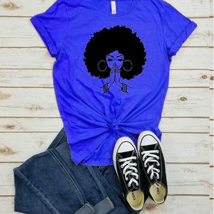Afro Lady Graphic Casual T-Shirt