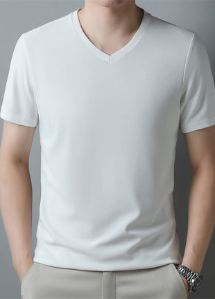 薄手カジュアルVネック半袖Tシャツ