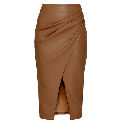 Leather Slim Fit High Waist Casual Tight Skirt
