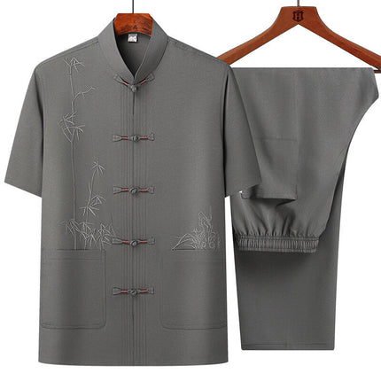 Men's Short Sleeve Chinese Style Chinese Frog Tang Suit
