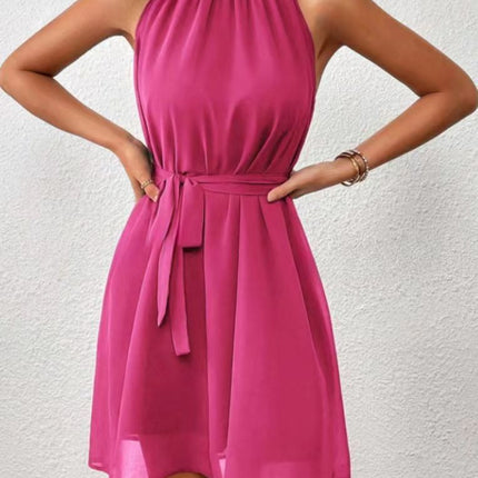 Strapless Chiffon High Waist Lace-up Dress