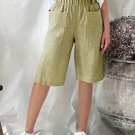 Casual Drawstring Seersucker Pocket Beach Shorts