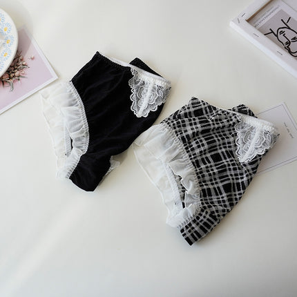 High Waist Hip Retro Lace Black And White Briefs