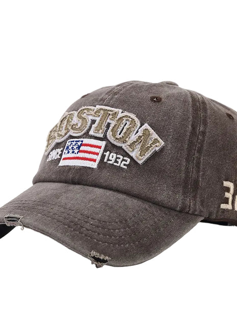 Gorra de béisbol con letras lavadas y efecto desgastado vintage