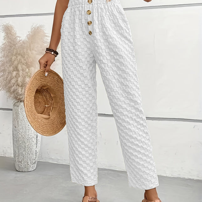 Slim-fit Buttoned Straight Loose Trousers