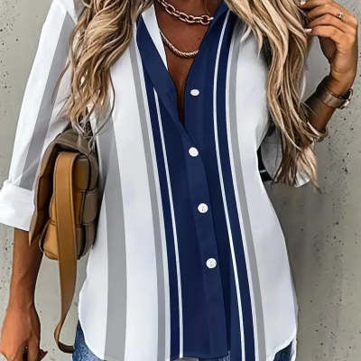 Cuff Button Long-sleeved Blouse