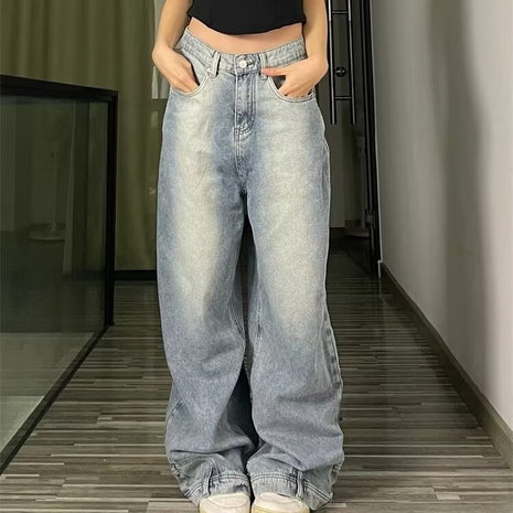 ストレートルーズワイドベルボトムジーンズ