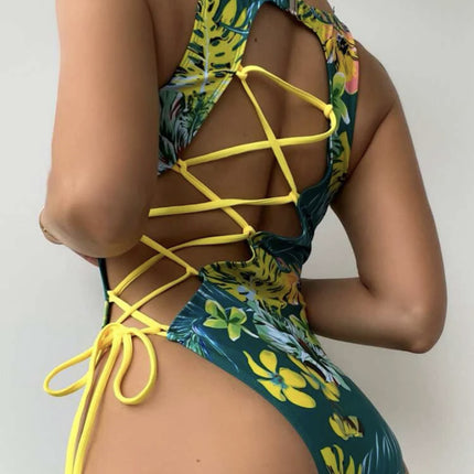 New Back Hollow Out Strap One Piece Swimsuit