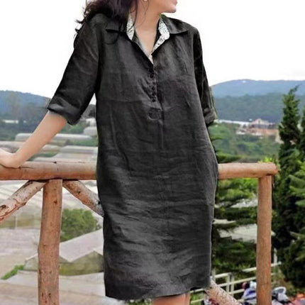 V-neck Loose Mid-length Dress