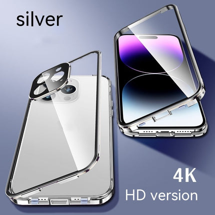 iPhone 13/14/15 Peep-Proof Magnetic Double-Sided Glass Case with Buckle