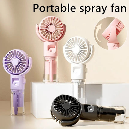 Portable Handheld Spray Fan 4-Speed Water Spray Mist Fan Summer Cooling Artifact USB Charging Summer Outdoor Mini Fan