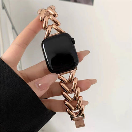 Suitable For Apple Watch Single Row V Chain Denim Chain Metal Watch Band