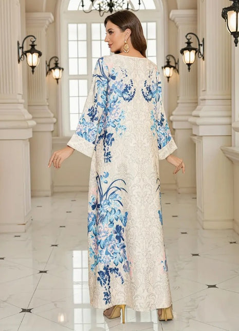 Vestido Floral Azul de Manga Larga