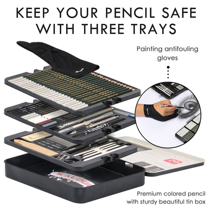 70pcs Sketch Pencil Set with Iron Box