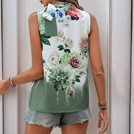 Sleeveless Halter Lace-up Shirt
