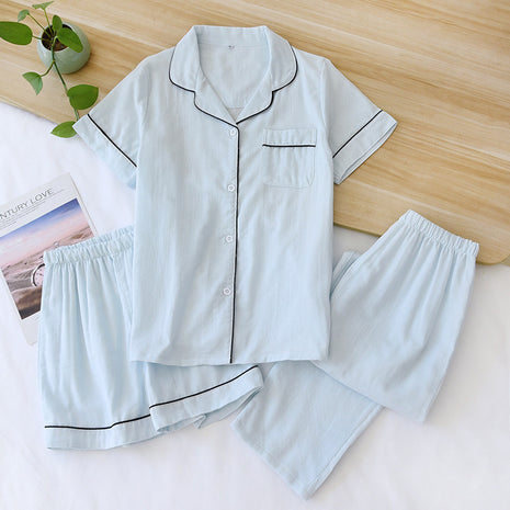 Conjunto de pijama de tres piezas de algodón de gasa