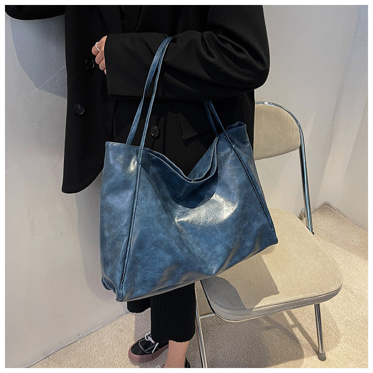 Vintage Leather Athletic Shoulder Tote Bag
