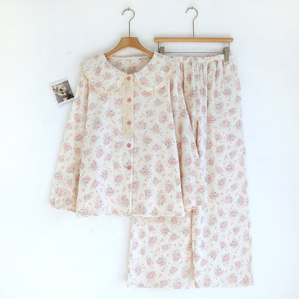 Cotton Floral Sweet Long-sleeved Trousers Pyjamas Suit