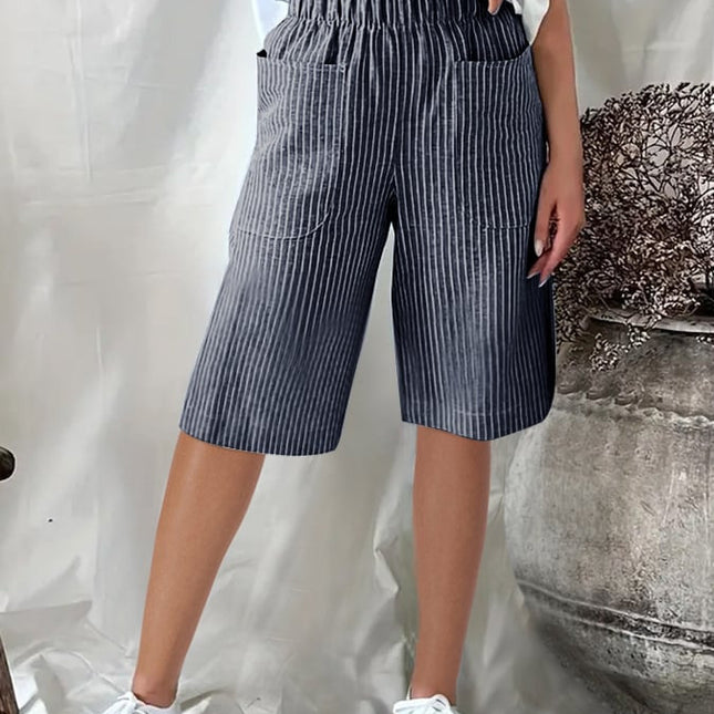 Casual Drawstring Seersucker Pocket Beach Shorts