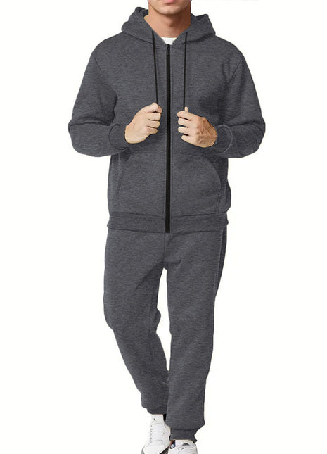 Conjunto de cárdigan con cremallera y capucha casual
