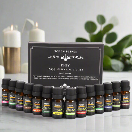 Difusores y juego de 14 aceites esenciales para masaje