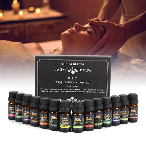 Difusores y juego de 14 aceites esenciales para masaje