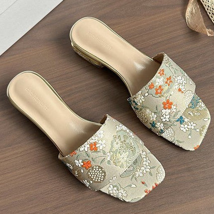 Outdoor Leather Square Toe Mule