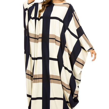 Contrast Stitching Bat Sleeve Loose Dress