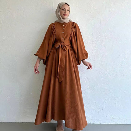 Long Sleeves Top Swing Mid-length Dress