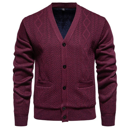 Cardigan Men's Long-sleeved Striped Sweater Fall Winter Coat Versatile Top