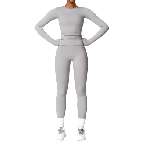 Conjunto de leggings de manga larga de cintura alta ajustado y de secado rápido