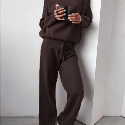 Turtleneck Sweater and Drawstring Straight Pants Set
