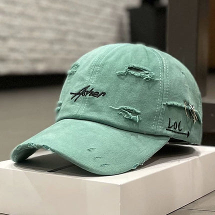 Korean Ins Retro Tattered Soft Jeans Peaked Cap